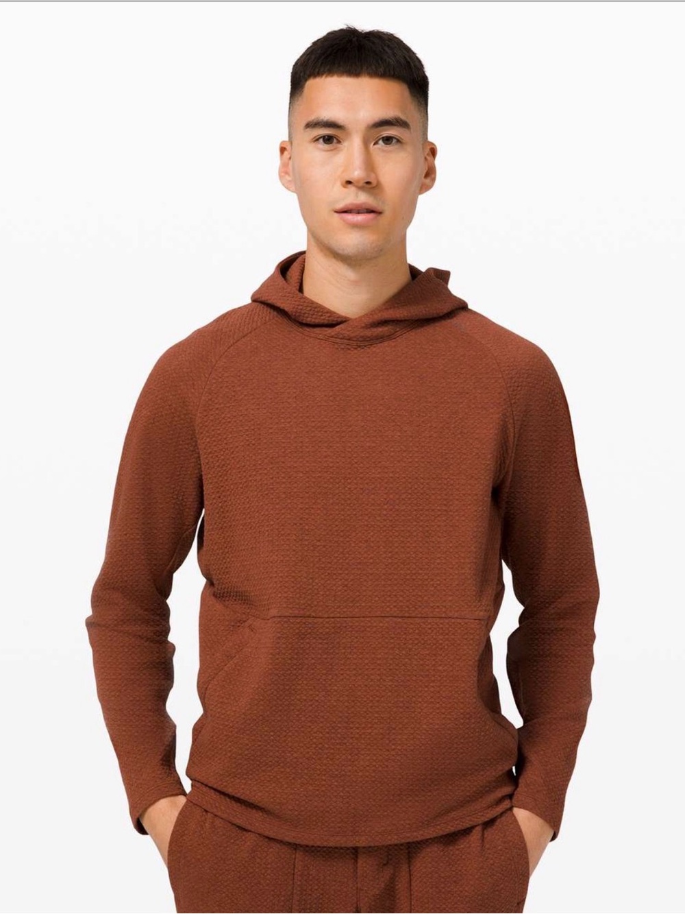 Lululemon At Ease Hoodie – Heathered Dark Terracotta / Black – Men’s Medium